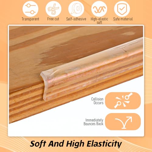 Image of Sibba Clear Edge Protector Strip Baby Proofing Corner Protectors Self Adhesive Protective Sharp Edge Wrap Cover Tape Soft Safety Corner Guards Pre-Taped for Furniture Kitchen Cabinets 0.78in x 6.56 FT