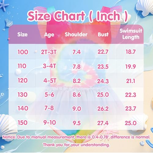 Image of Girls One Piece Swimsuit Colorful Mermaid Bathing Suits Cute Kids Princess Beach Swimwear 2-10 Years