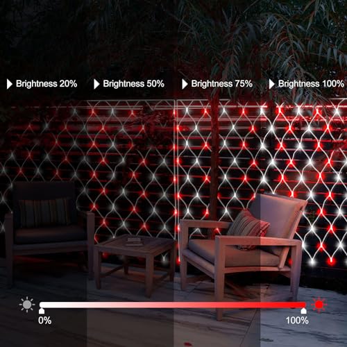 Battery Operated Christmas Red & White Net Lights, 5ft X