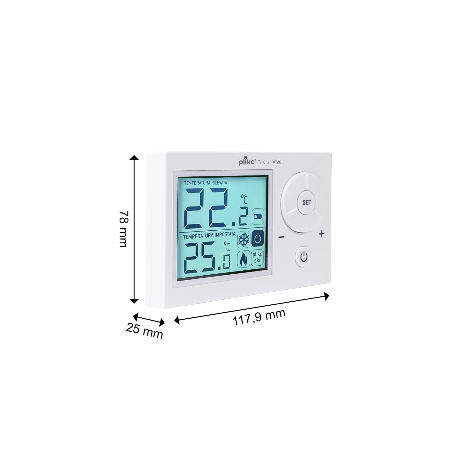 Plikc - Thermostat d'ambiance numérique SKI 2 RFW (Blanc WiFi sans fil)