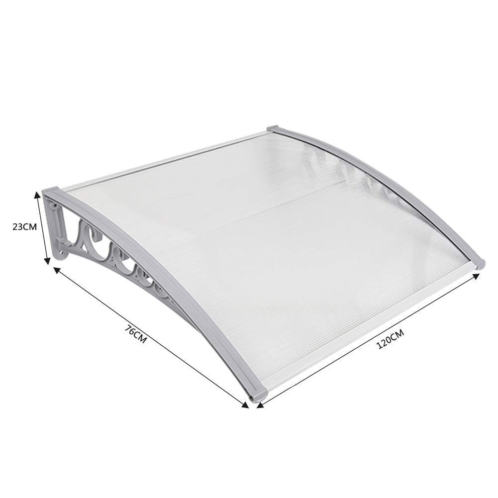 OHMG Auvents de Porte et de Fenêtre - Toit Marquise en Polycarbonat, Aluminium, Protection Contre la Pluie et UV (B-80 x 120 cm)