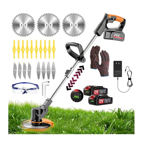 Electric Weed Wacker 21V Cordless with Adjustable Pole, 4 in 1 Lightweight Weed Wacker Eater Brush Cutter with Battery and Charger, Grass Trimmer for Gardening and Yard Clearing Black