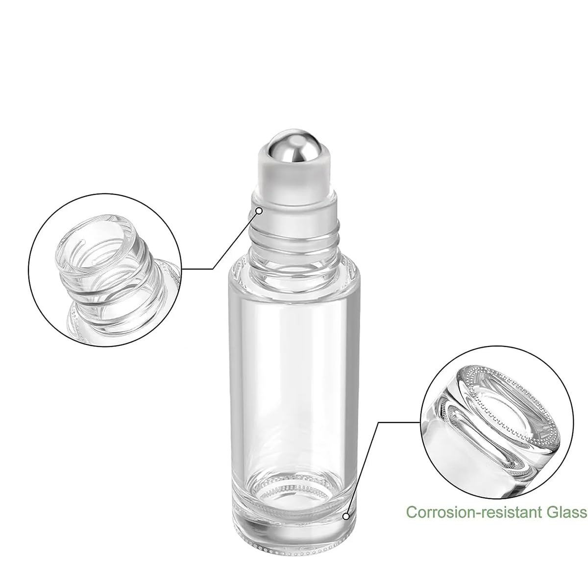 Lot de 12 flacons vides Rechargeables en Bambou de 10 ML avec Bille en Acier Inoxydable pour aromathérapie, Transparents
