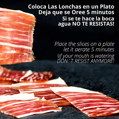 51CsGM0vbSL 0,5 kg Epaule Jambon Bellota PATA NEGRA 100% Iberique DOP JABUGO SUMMUN Tranche Cru au Couteau - Jamon Iberico Espagnol Cru - Charcuterie Ibérique Espagne Panier Gourmand - (5 packs 100 gr)