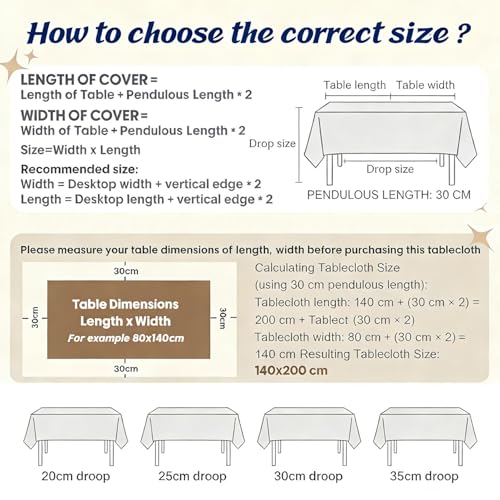 Nappe imperméable rectangulaire 240x140cm beige tablecloth rectangle decoration table de cuisine - 8