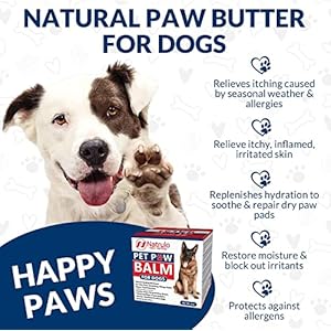 Natrulo Pet Paw Balm for Dog – Natural Healing Ointment for Itchy Paws, Grooming, Allergy Relief, Repair, Pad Protection – Soothing Unscented Shea Butter Moisturizer for Itching, Dryness, Licking 1oz