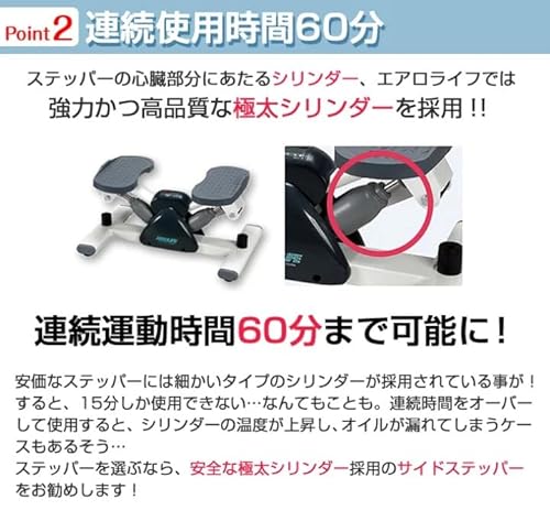 【公式】エアロライフ サイドステッパー 静音 静か 健康器具 人気ランキング 60分 コンパクト 筋トレ 踏み台 有酸素運動 運動器具 家庭用 長時間 ステッパー (サイドステッパー) 4枚目