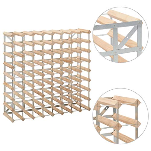 Soporte para 72 Botellas SKM de Madera Maciza Beige miniatura 4