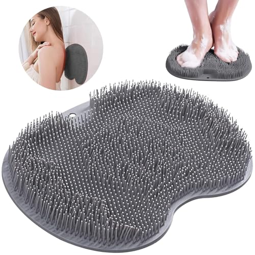 Brosse de massage pour la douche, Tapis de massage en silicone antidérapant pour les pieds et le dos de douche, Nettoyeur de pieds avec ventouses antidérapantes exfolie les peaux mortes