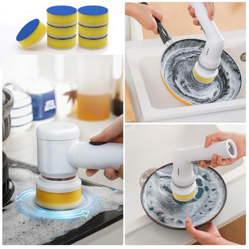 RUNYU 12 Stück Schwammbürstenköpfe 25 mm für Elektrische Reinigungsbürste kompatibel mit Bosch Home and Garden 6033 Akku Reinigungsbürste, Multi-Use Pad Bosch Universal Brush (Gelb)