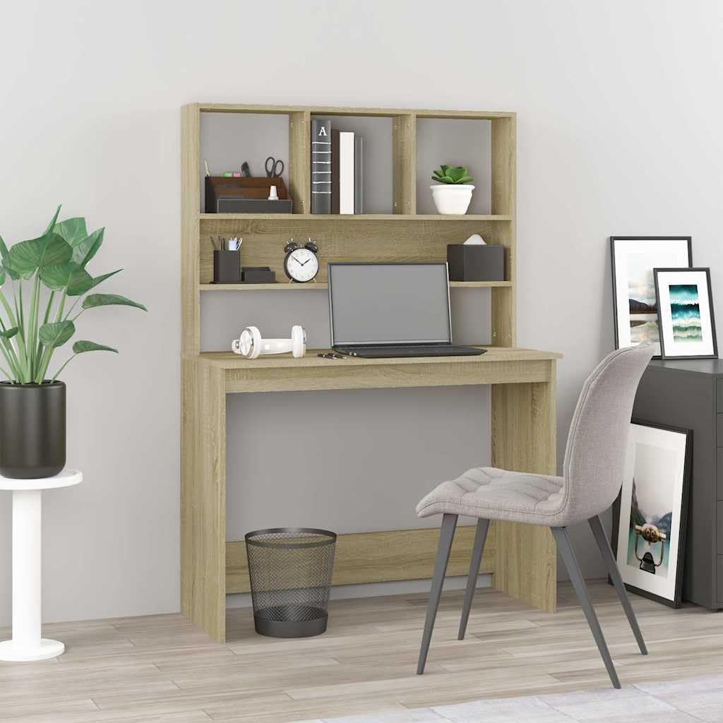 Biurko z półkami 102x45x148 drewno drewno sonoma kolor dębu
