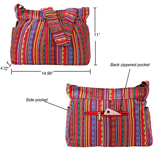 Image of Casual Large Durable Fabric CrossBody Hobo Shoulder Messenger Travel Purse Wallet Handbag Tote Bag
