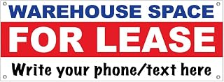 4LessCo 18x48 Inch WAREHOUSE SPACE FOR LEASE Vinyl Banner Sign With Grommets (Write Your Own Phone # On It) wb
