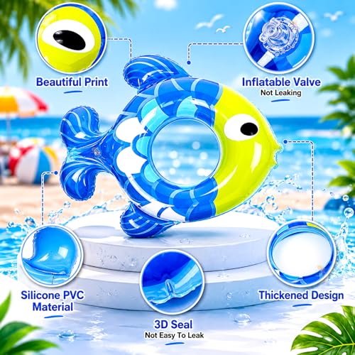 Image of Koochie-Koo Kids Fish Swimming Tube for Kids Inflatable Swim Ring for Boys & Girls Leak-Proof Baby Float for Pool Beach Water Fun, Lightweight & Durable Swim Tube (Random Colour)