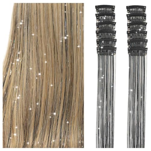 Hrlace 6 pezzi di fermaglio per capelli con brillantini, per cosplay, feste, Natale, Capodanno, Halloween, colore nero