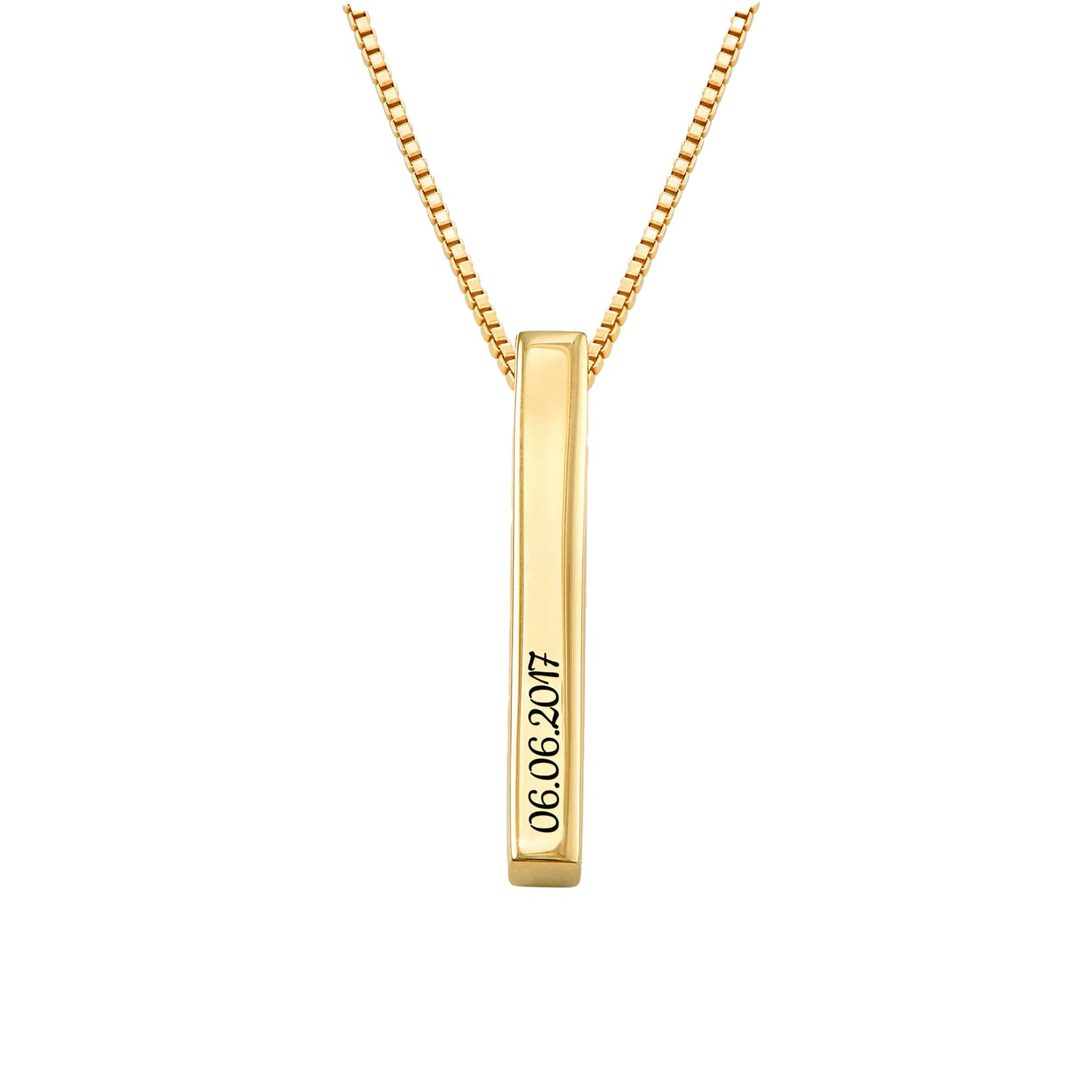 MYKA - Personalized 3D Pillar Bar Necklace in 0.925 Sterling Silver, 18K Gold Plating, Vermel, Yellow & White Gold - Precious Metals - Diamond Option
