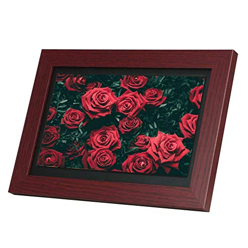 CPARTS Marco de Fotos Digital de 8 Pulgadas, 1280 * 720 de Alta resolución 16:9, máquina de Publicidad electrónica con Marco de Madera Adecuada para diversas escenas (Dark Red 8)