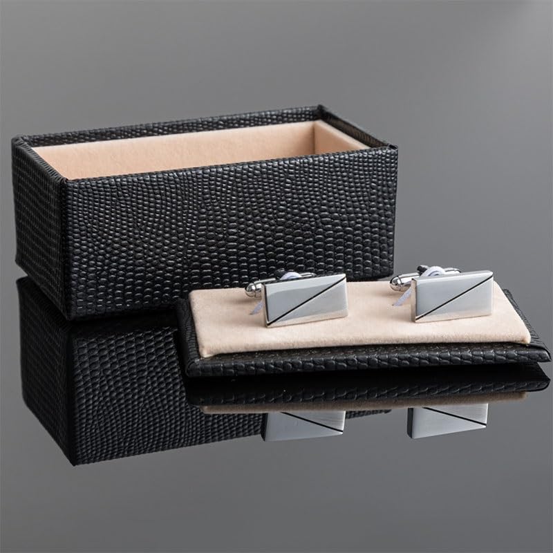 Mancuernillas rectangulares de metal pulido para hombre miniatura 3
