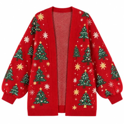 Christmas Cardigan Sweaters For Women Plus Size Fall Sweater With Pockets | Ugly Christmas Cardigan Sweaters Women Plus Size Button Down Holiday Sweater Knit V Neck Cute Open Front Cardigan With Pocket - image 3