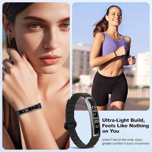 Image of Smart Bracelet Health Activity Fitness Tracker for Women & Men | 24 /7 Heart Rate & Stress Monitor, Sleep Tracking, Slim 16g Lightweight Bracelet, 7-10 Day Battery, Free App, No Subscription