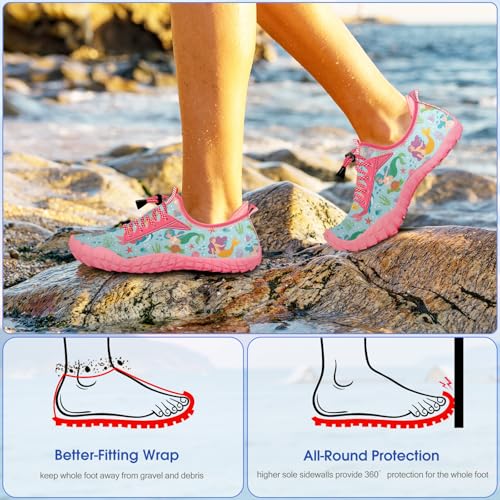 Image of Built-in Heel Grips Water Shoes for Kids Girls Boys Hiking Wide Barefoot Swim Beach Pool Big Kid