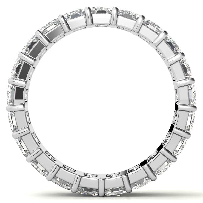 JeweleryArt Excellent Emerald Brilliant Cut 2.17 Carat, Moissanite Diamond Promise Band, Prong Set, Eternity Sterling Silver Band, Valentine's Day Jewelry Gift, Customized Band for Her3