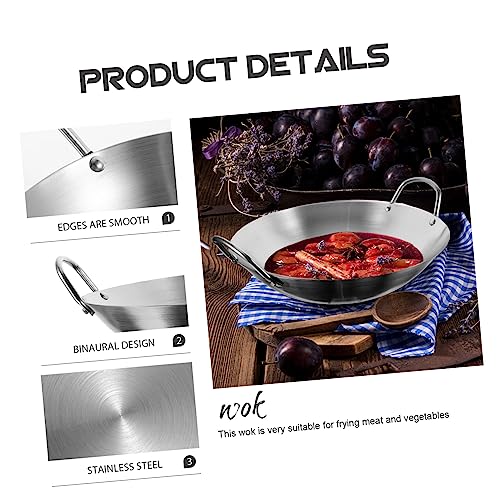 Wok de acero inoxidable con doble asa para cocina miniatura 5