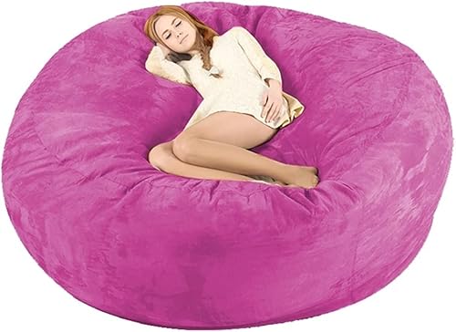 Miniatura 13 de Funda para silla puff (sin relleno), lujosa silla gigante de 6/7/8 pies para organizar juguetes de felpa o espuma viscoelástica (color marrón,