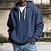 Mens Hoodies Pullover, Plain Hoodies, Mens Hoodie Pullover Quarter Zip Casaul Long Sleeve Drawstring Waffle Knit Hooded Sweatshirt with Pocket Navy 5XL