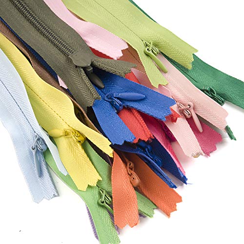 Estrattore Ziper, fissatore di cerniere, Sliders Zipper,Sewing Zips,Ended Zip Fasteners,10 pieces 3# Invisible Zippers Nylon Coil Tailor Zipper for sewing fabric accessories(K,45 cm)