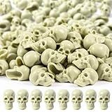 FUSHENMU 100pcs Mini Plastic Skulls Heads Miniature Skulls Halloween Skeleton Figurines for Halloween Pranks, Home Decoration, Party Supply