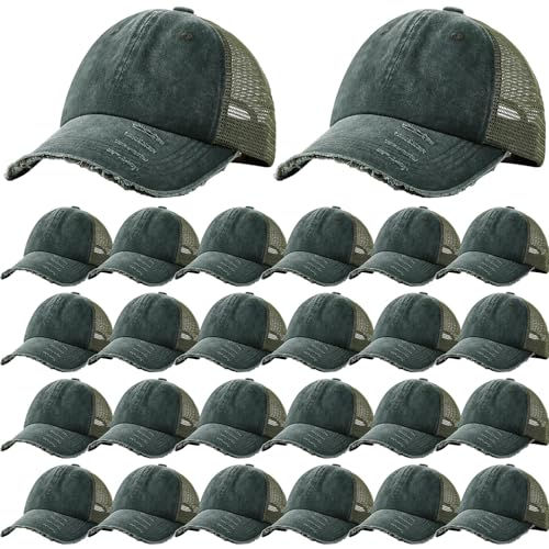 Image of Suhine 24 Pcs Blank Trucker Hat Bulk Unisex Mesh Baseball Cap for Sublimation Embroidery Vintage Adjustable Hat for Men Women
