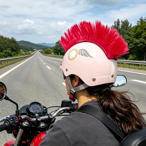Lecherri Helmet Mohawk Synthetic Hair Decoration for Motorcycle Bicycle Ski ATV Helmets, Removable Decorative Accessory