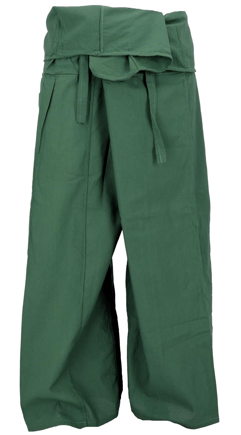 GURU SHOP Thai Fisherhose - Extra Lange Wickelhose - Olivgrün, XXXL