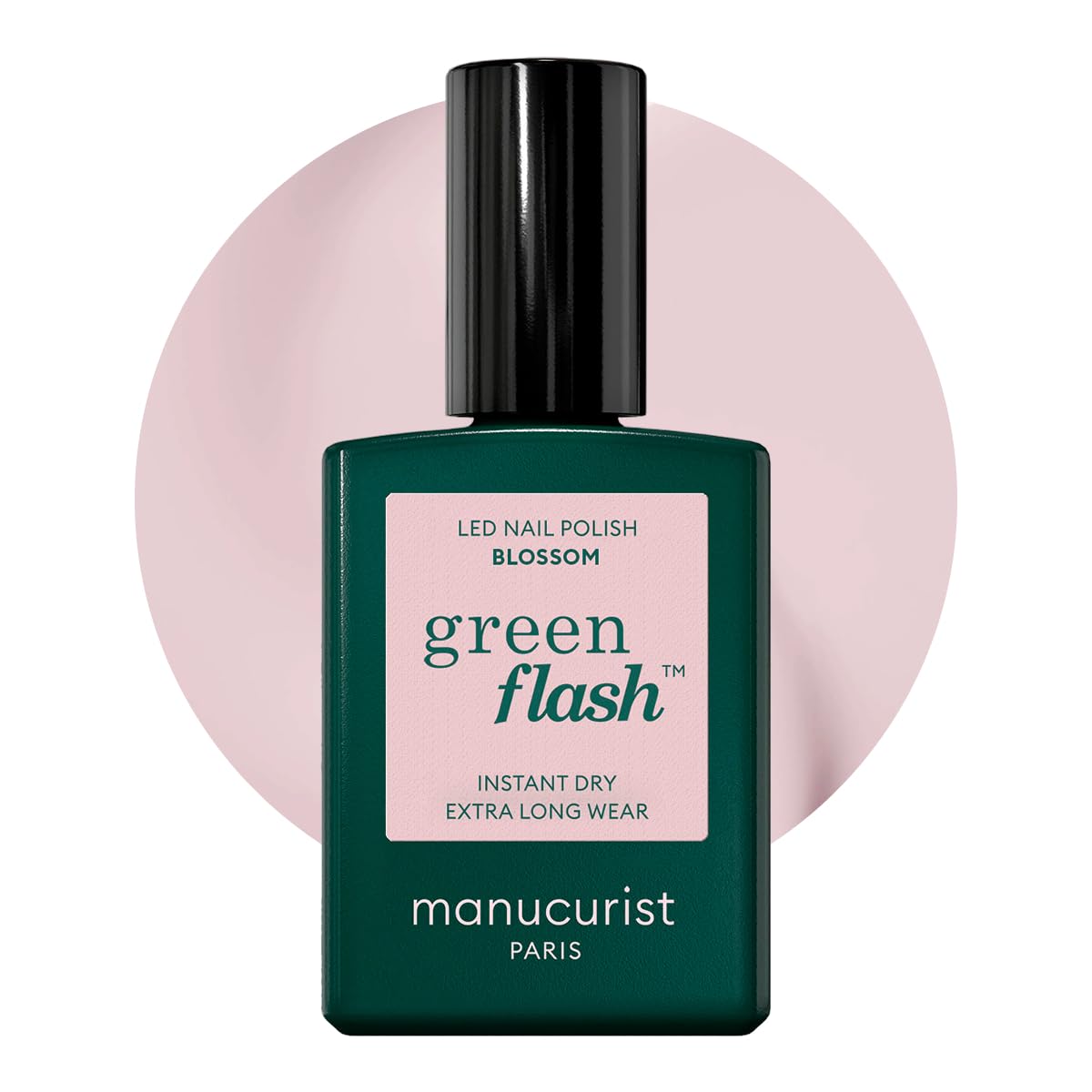 Manucurist Green Flash LED Light Pink Blossom Gel Nail Polish - Vegan, 12-Free, Plant-Based - Strengthens and Protects the Nail - Gel Polish - Made in