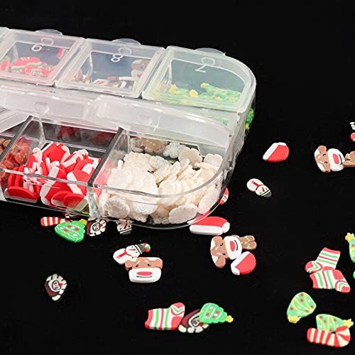 12Set Nail Art 3D Christmas DIY Design Tiny Slices Decoration Acrylic Beauty Shaped Glitter Nail Supplies for Professionals