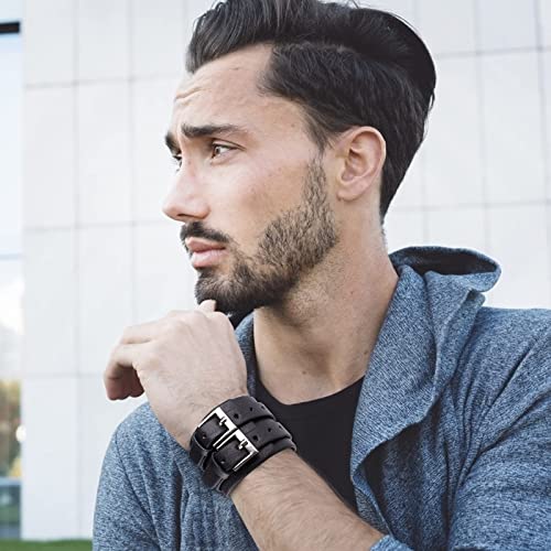 Casoty Leather Bracelets for Men and Women Bracelet Men Punk Rock Cuff Bracelet Men Bracelets Gifts for Men …3