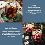 Flow Barware 480ml Stemless Wine Glasses for Red, White, Rose, Gin or Water | Set of 6 No Stem Crystal Tumbler Drinking Glasses - Image 5