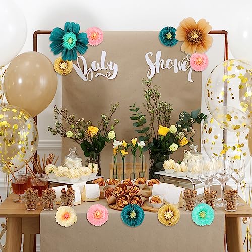 Image of Crowye 12 Pcs Large Colorful Tissue Paper Flowers Decorations Giant Fiesta Craft Crepe Paper Flowers for Wall Decor Backdrop Mexican Wedding Birthday Carnival School Party (10'' 20'',Stylish Color)