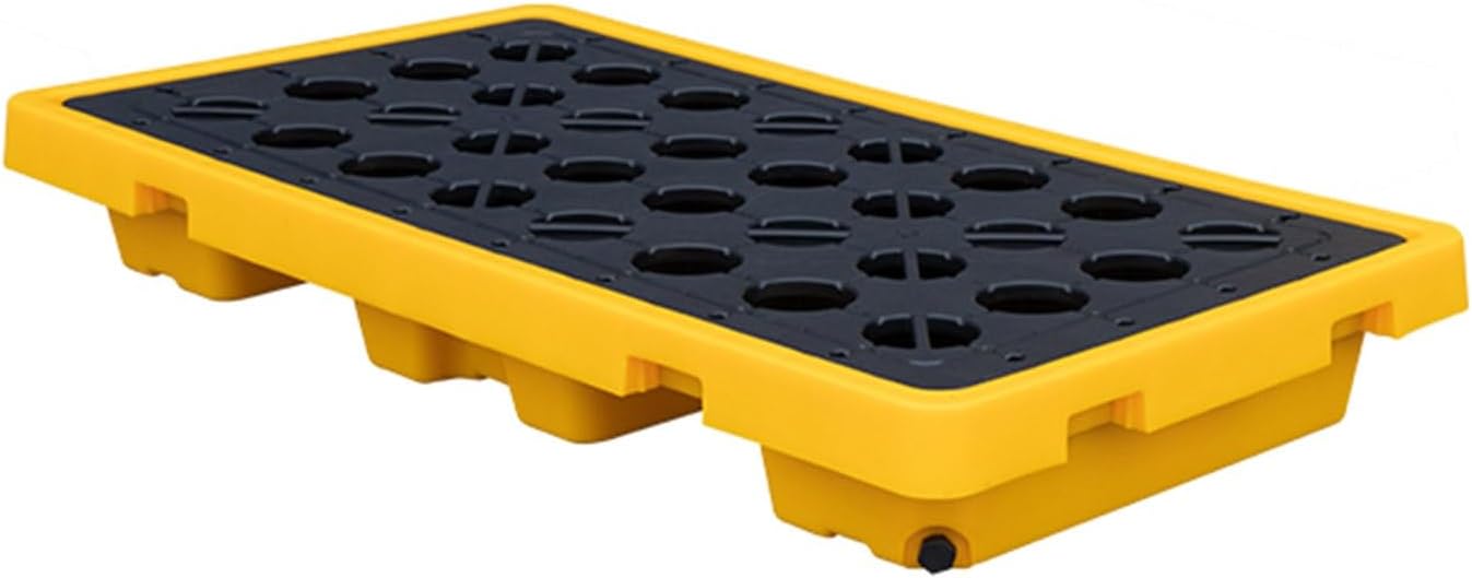 Industrial Leakproof Bucket Tray with Forklift Pockets - 5 Pack Yellow Drum Spill Containment Pallet for Garage, Factory, Kitchen Use/Yellow-5 Pack/47.2 * 23.6(Yellow 5 Pack 50 * 26.4 * 6.7In)
