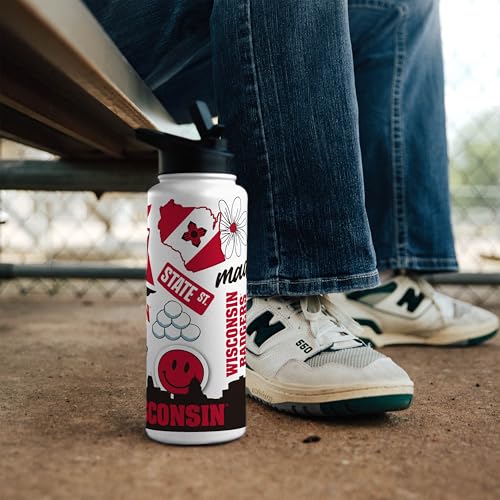 Image of Logo Brands NCAA Native 34 oz Quencher Water Bottle - | Local Icons Design | Double-Wall Insulated| Leak-Proof Lid & Built-In Straw