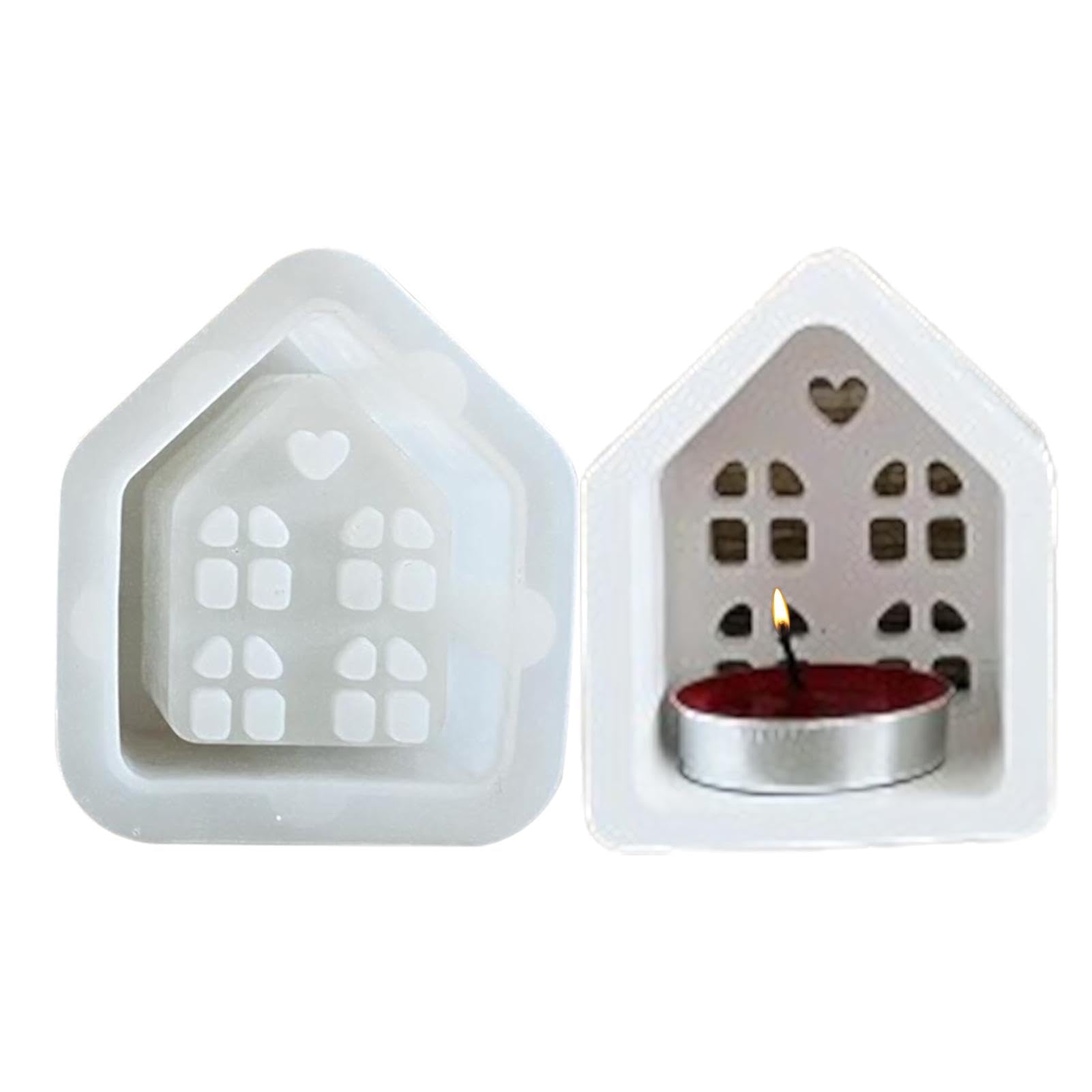 Set Di 4 Stampi In Silicone Per Candele A Forma Di Casa - Fai Da Te, Per Resina E Gesso
