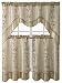 Victoria Classics Daphne Embroidered Kitchen Curtain Set Assorted Colors (Taupe)