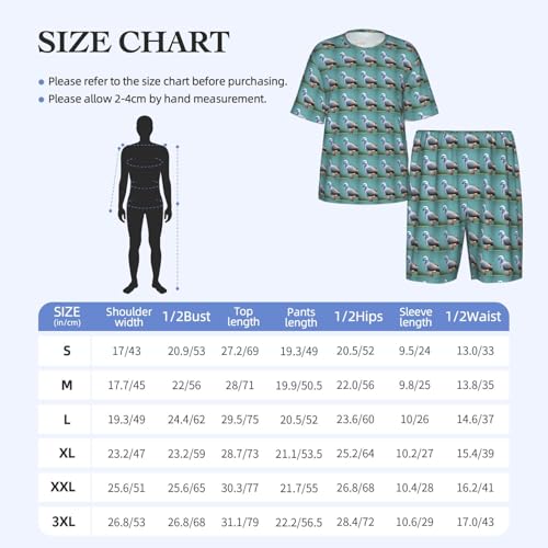 Pijama de hombre de dos piezas con camiseta de paloma y pantalones cortos 4