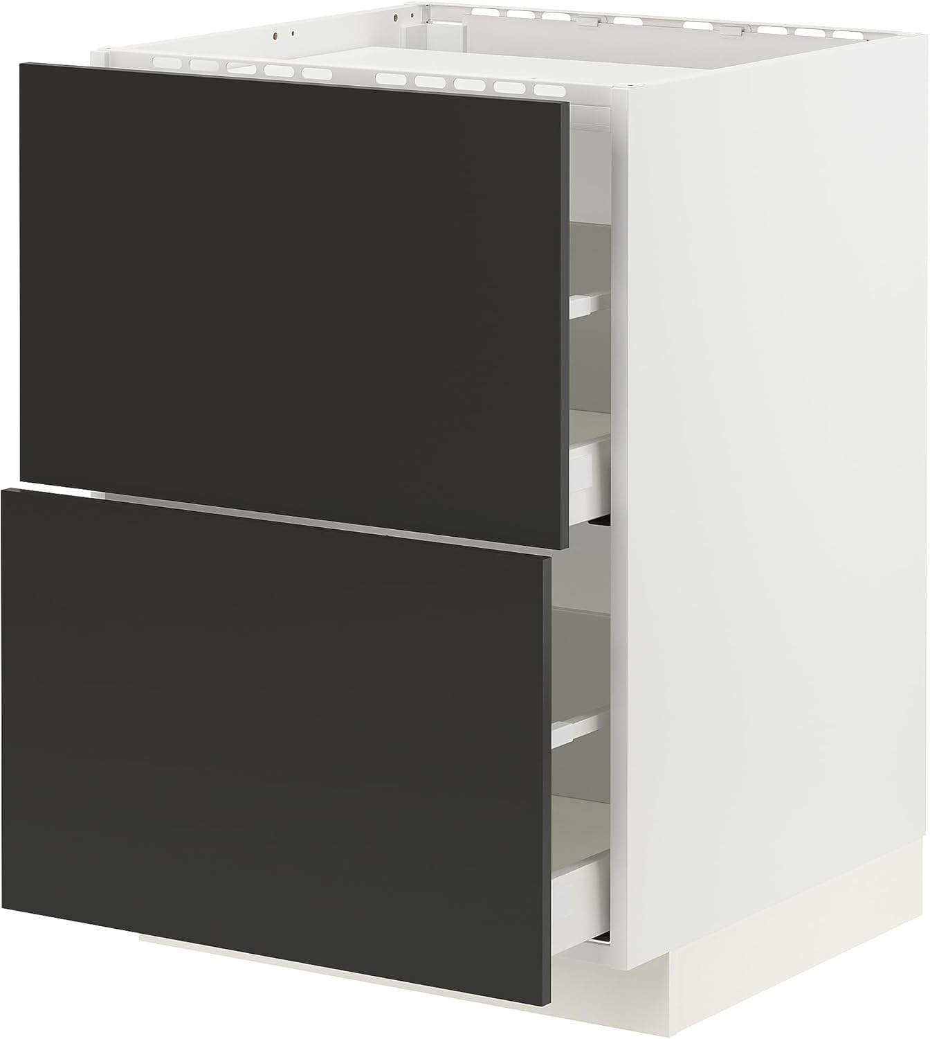 METOD/MAXIMERA Base Cab F Hob/2 Front/2 Drawer, White/Nickebo Matte Anthracite, 60x60cm