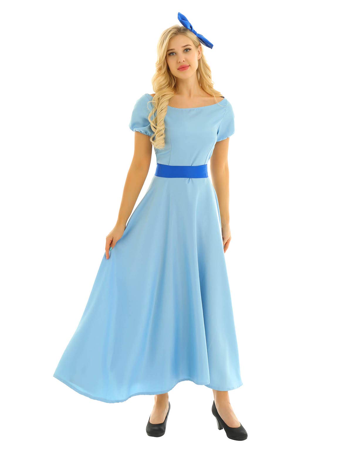 Mujer Disfraz de Princesa Wendy Vestido Princesa/Diadema Disfraces Fiesta Aventuras País de Nunca Jamás Vestido Azul Largo