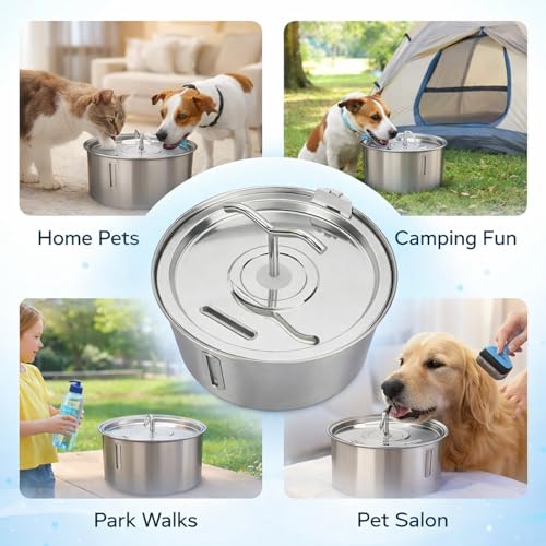 Fuente de agua para gatos acero inoxidable 3.2L miniatura 4