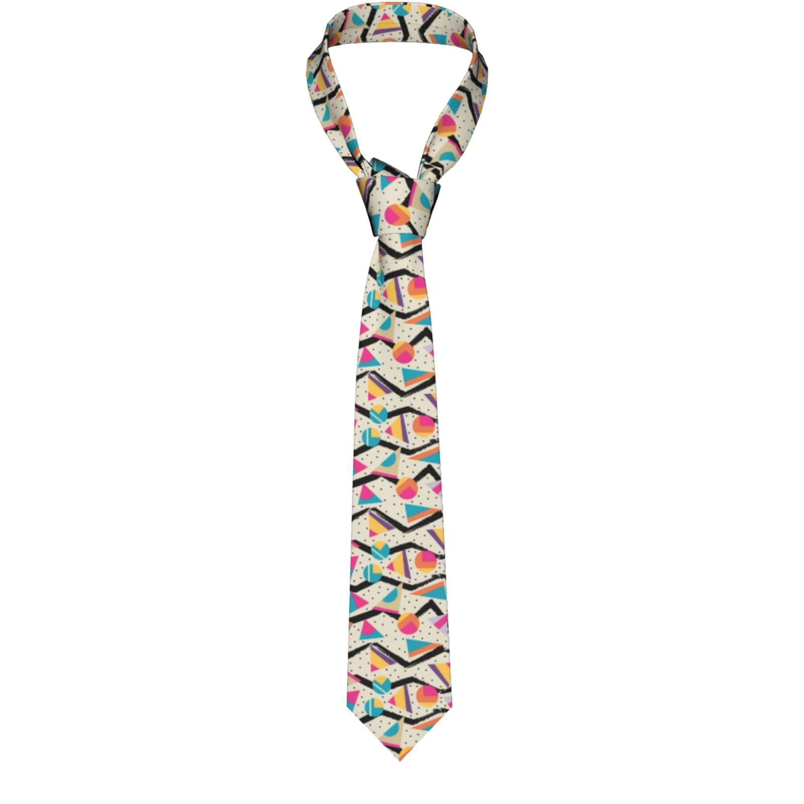 Torr Men's Black Ties Retro 80S Geometric Pattern Neckties Novelty Skinny Tie For Business Party Wedding Suit