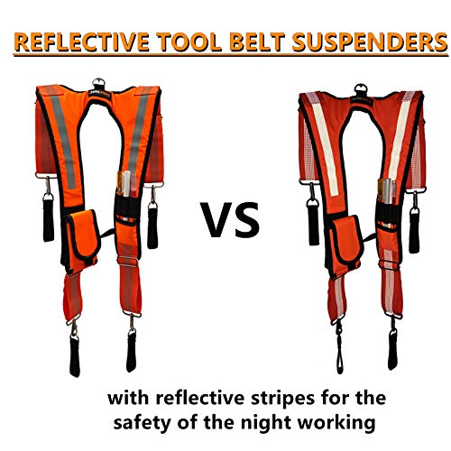 Aisenin Carpenter Tool Belt Suspenders, Heavy Duty Tool Belt Suspenders Reflective Safety Suspenders #TOP3