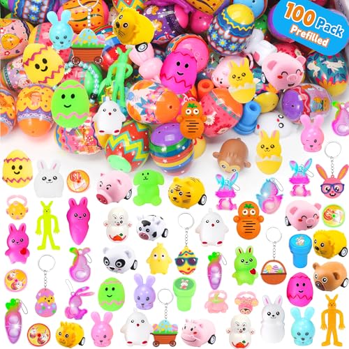 Fumogym 100PCS Unique & Colorful Prefilled Easter Eggs with Novelty Toys, Filling Treats, Easter Eggs Hunt, Basket Stuffers Fillers, Theme Party Favor, Classroom Prize by Fumogym - Used condition - Image 2